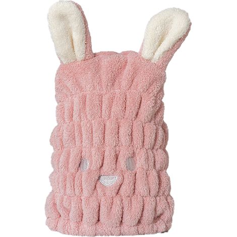 Serviette de bain à capuche avec motif animaux de dessin animé, bonnet de douche à séchage rapide, bonnet de douche mignon pour femme, plus épais et super absorbant (1/5)