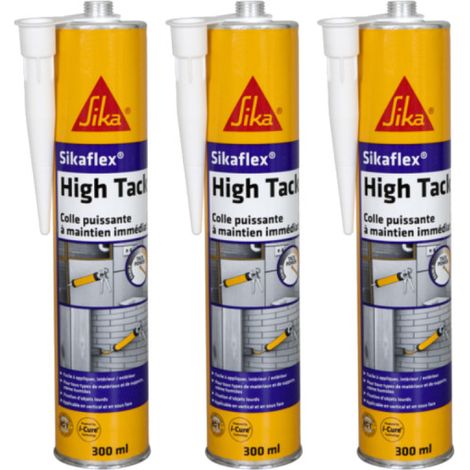 Sika – Lot de 3 mastic-colle à prise rapide 300ml – Très bonne adhérence sur béton, bois, métal – Polymérisation rapide – Blanc