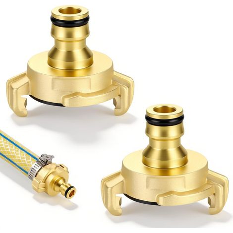 Lot De 2 Adaptateurs En Laiton Raccord Rapide Vers Raccord Enfichable, Connecteur De Tuyau D’Arrosage Antirouille Et Étanche (1/5)
