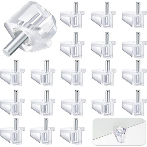 100 Pièces Supports d'Étagère Transparents 3mm, Kit Chevilles Plastique pour Meubles, Armoires et Bibliothèques (1/5)