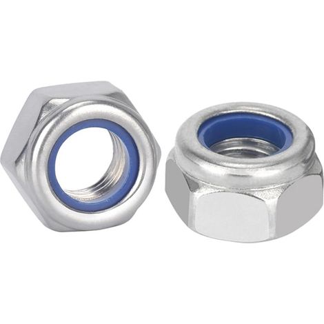 Écrou Autobloquant M8 en Acier Inoxydable V2A A2 DIN 985 – Lot de 50 Pièces pour Fixation Sûre et Réutilisable (1/4)