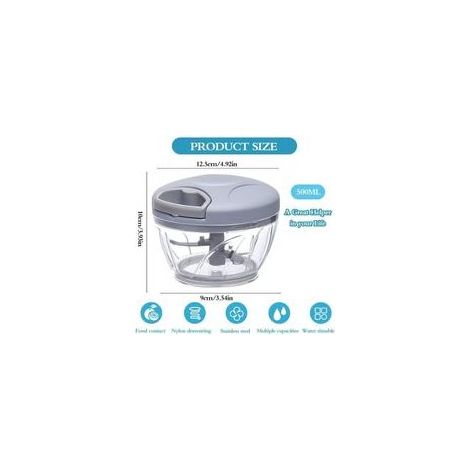 Manueller Zwiebelschneider (500 ml) – 3 Edelstahlklingen – Präzises Schneiden von Zwiebeln, Knoblauch und Chilischoten – Leicht zu reinigen (1/5)