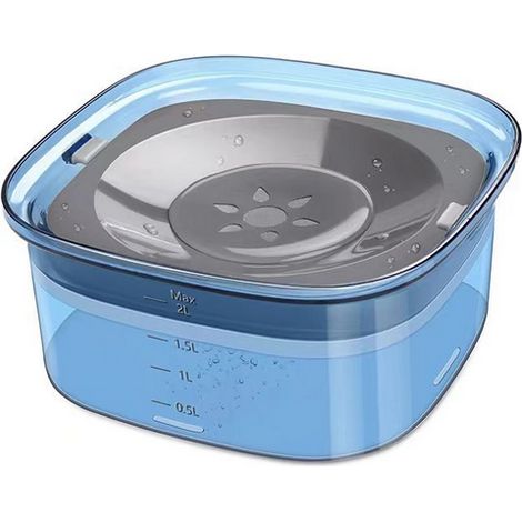 Bol À Eau Pour Chien - 2 L - Distributeur D'eau Lent - Anti-renversement - Fond Antidérapant - Design Transparent - Pour Usage Intérieur Et Voyage