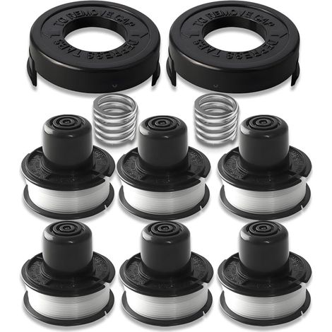 6 Bobines,2 Capuchons,Bobine,Ressort,Ligne,Tondeuse à gazon,Black & Decker GL250 GL310 GL360 (1/5)