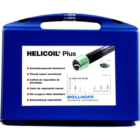 Coffret 210 HELICOIL® M5 A M12 (3Lg) Inox + Foret + Taraud + Broche + Rupteur