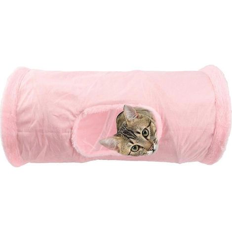Jouets pour chats avec rangement, tunnel pliable en daim, tunnel pour chat de différentes couleurs - rose (1/5)