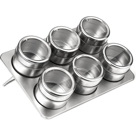 Interiors By Premier Durable Spice Jars Tray With Oblong Tray, Magnetic Spice Jars Tray For Kitchen, Durable Tray With Clear Lid (1/4)