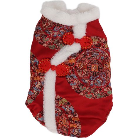 costume Tang pour chien, costume de fête du Nouvel An chinois pour petits chiens et chats (XS)