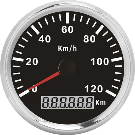 Compteur de vitesse automobile de 3-3/8 pouces, plage 0-120 km/h, avec signal d'impulsion GPS, 9-32 V CC, convient aux bateaux, yachts et motos. (1/5)