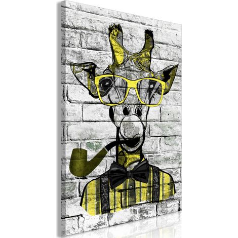 Tableau Imprimé "Giraffe with Pipe Yellow" 60 x 90 cm (1/2)