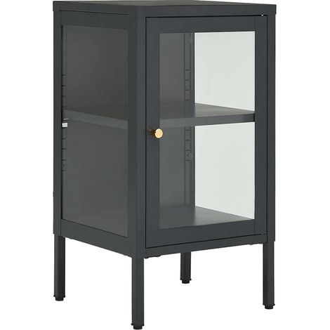Maison Exclusive - Credenza Antracite 38x35x70 cm in Acciaio e Vetro (1/5)
