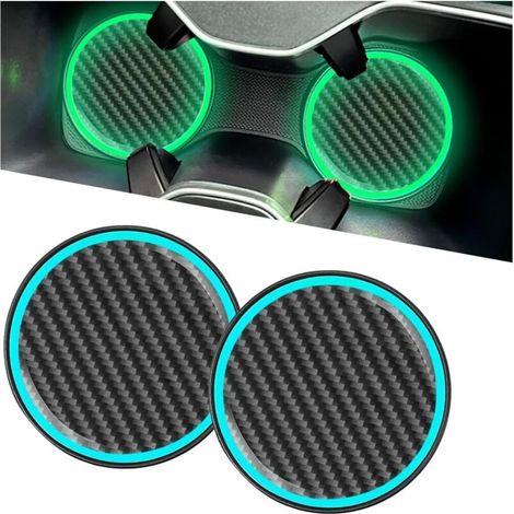 2 Pièces Dessous Verre Accessoires Automobile, Universel Tapis Tasse Antidérapant pour Voiture, sous-Verres De Voiture pour Les Hommes Femmes, Tapis Tasse Lumineux Et Créatif(Unmarkiert) (1/5)