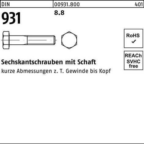 Sechskantschraube DIN 931 Schaft M24x 370 8.8 1 Stück
