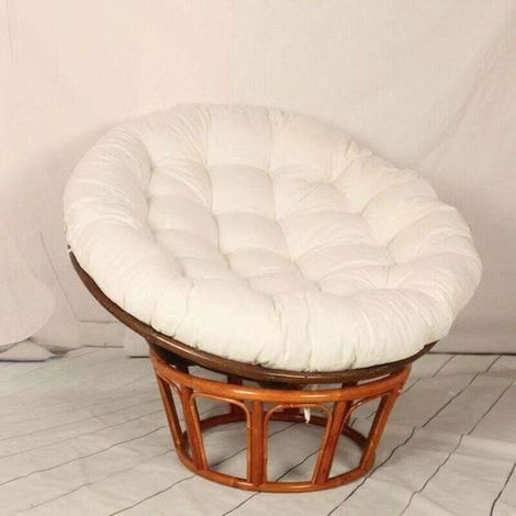 Coussin de chaise épais et rond - MICH - 100x100 cm - Blanc - Confortable - Coussin de jardin (1/3)