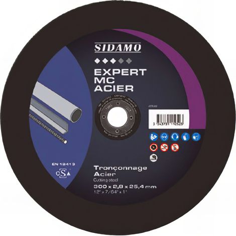 Disque à tronçonner EXPERT MC ACIER D. 300 x 3 x Al. 25,4 mm - Acier, métaux ferreux - 10111052 - Sidamo (1/3)