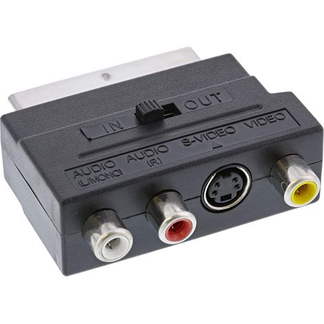 Adaptateur péritel (in/out) vers 3 prises RCA et 1 prise S-VHS