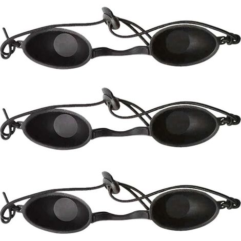 3 pcs Lunettes de Protection UV - Lunettes Bronzage, Masque Yeux Contre Rayons UV, Lunettes de Solarium pour Le Traitement Cosmétique au Laser, l'épilation IPL, la Protection UV,noir,16cm (1/4)