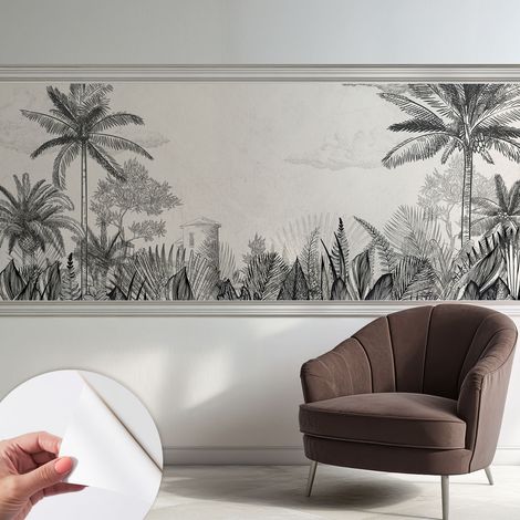 Papier peint adhésif décoratif pour salon chambre et cuisine Facile à poser avec colle Décor tropical 250x104 cm (1/5)
