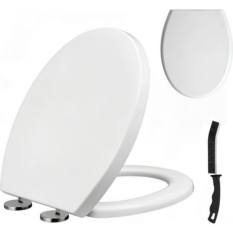 Abattant WC à fermeture douce Blanc - Libération rapide pour un nettoyage facile, siège WC ovale universel, charnières réglables sur le dessus, anti-claquement, s'adapte à la plupart des (1/5)