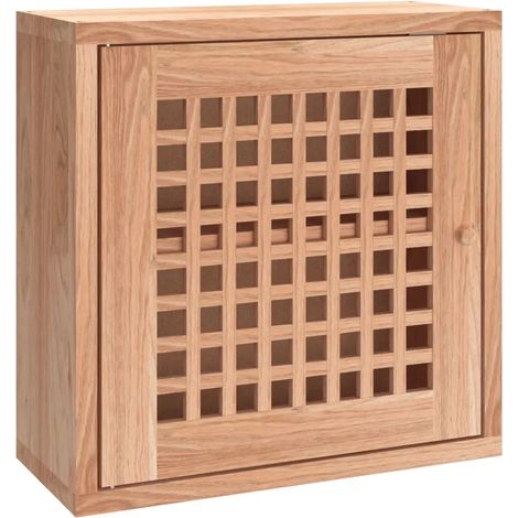 Mobiletto a muro 42 x 18 x 42 cm ampio spazio contenitivo design minimalista interno in legno di noce 020047120