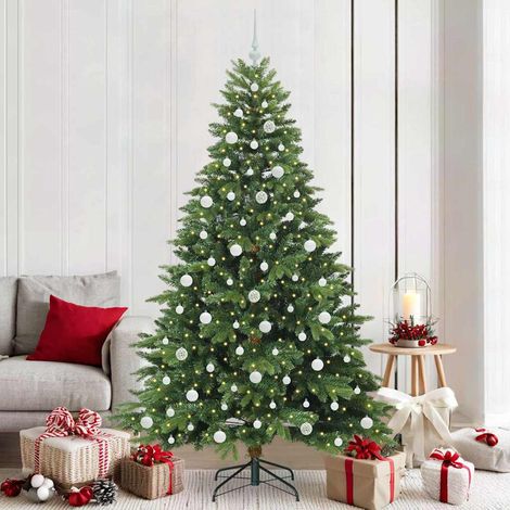 Künstlicher Weihnachtsbaum mit 300 LEDs Grün 210 cm PE und PVC