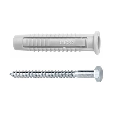 FX 10 tappo in nylon + vite per legno - Ø 7,0 x 65 mm - Confezione da 25 - CELO - 910FXK