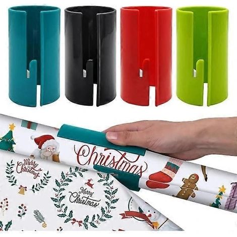 Lot de 4 coupe-papier cadeau coulissants - Coupe-papier portable pour emballage cadeau de Noël et d'anniversaire (1/5)