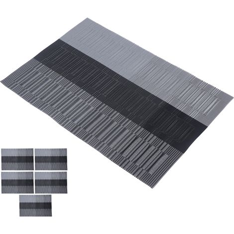 5 Tapis de Table Rectangulaires PVC Lavables pour Salle à Manger, Hôtel ou Restaurant - Noir