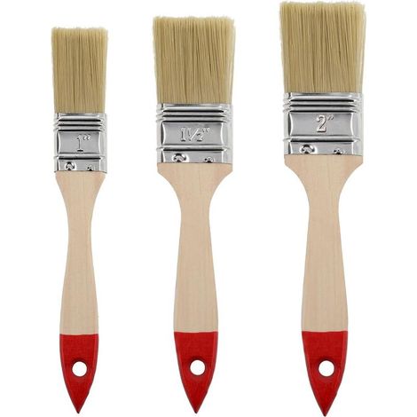 M7 3-Piece Flat Paint Brush Set, 1-Inch Width, 1.5-Inch Width, 2-Inch Width, Wooden Handle Paint Brush Set, 3-Piece (1/5)