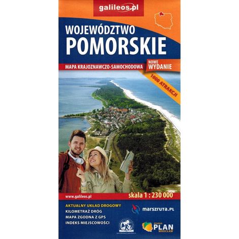 Voivodato della Pomerania. Mappa stradale e turistica. Galileos (1/5)