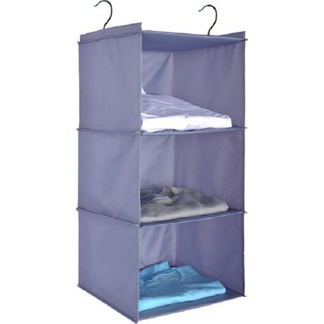 Organisateur de placard à 3 compartiments, penderie suspendue en tissu avec cadre en fer pliable (1/5)