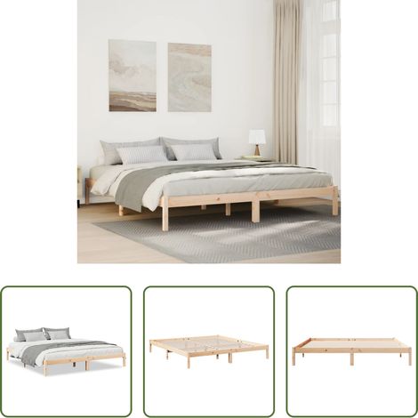 vidaXL Bois de pin massif -  Cadre de lit extra long sans matelas 200x220 cm bois massif pin (1/5)