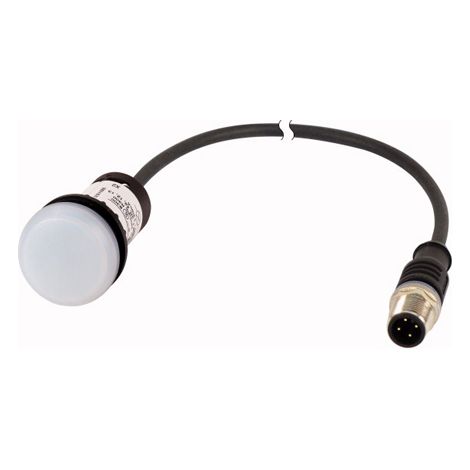 Voyant lumineux blanc 24 V avec câble 0 5m et connecteur mâle M12A EATON C22-L-W-24-P3
