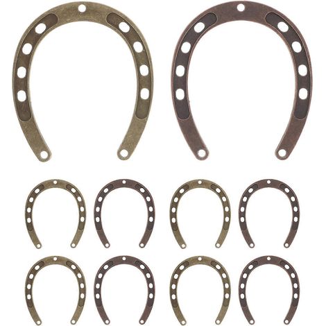 Lot de 10 décorations murales en forme de fer à cheval porte-bonheur - Ornement suspendu en métal - Décoration fer à cheval style western vintage pour fête, maison ou bureau (1/5)