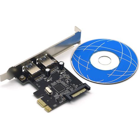 Carte d'extension PCI-e x4 x8 x16 à 2 ports USB 3.0 Gen 1