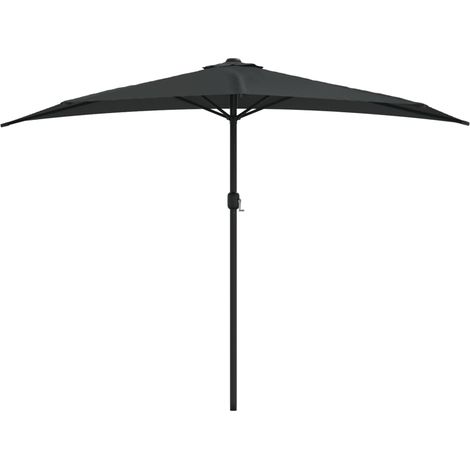 Ombrellone da balcone con palo in alluminio 300 x 150 x 253 cm mezzo nero 020008303