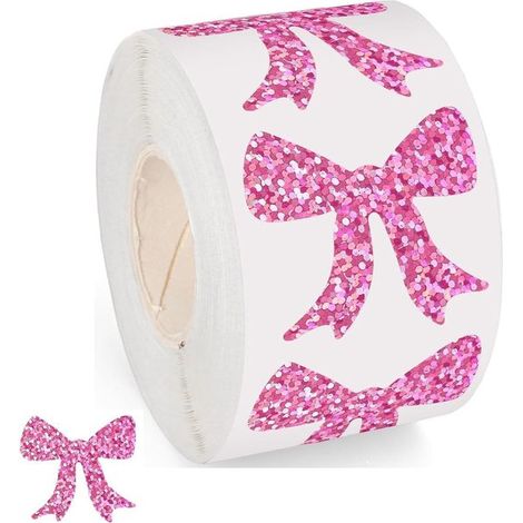 500 pegatinas para etiquetas, Pegatinas en rollo, 500 piezas por rollo, Sellado, Pegatinas decorativas, Pegatinas impermeables, 3 cm, Rosa (1/5)