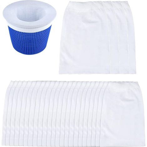 Lot de 20 chaussettes pour écumoire de piscine, filtre, écumoire de piscine, écumoire réutilisable, filet de protection pour filtre de piscine