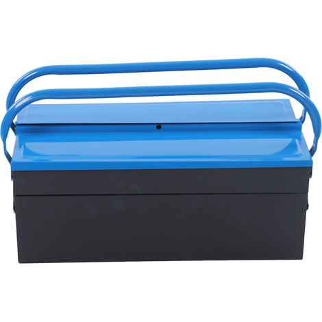 Boîte à outils cantilever en fer, 2 niveaux, 3 plateaux, bicolore, pliable, 400 mm, pour la maison et la voiture (1/5)