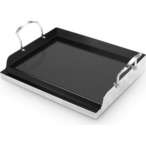 43 x 33 cm große Grillplatte aus Edelstahl mit keramischer Antihaftbeschichtung – Universelle Grillplatte für Gasgrills, Holzkohlegrills und Kochherde – PFAS-/PFOA-frei (1/5)