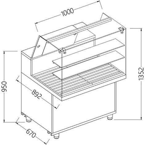 Vitrine snack pour pain vitre haute 1000mm - Diamond