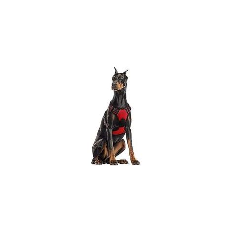Harnais chien anti-traction rouge XL, gilet réfléchissant réglable, attache devant, pour grand chien, American Staff, Border Collie, trajet voiture –
