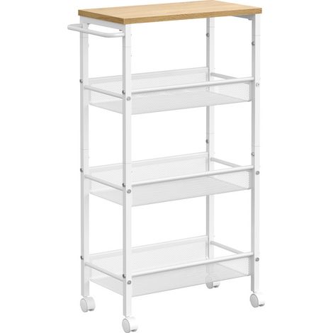 Vasagle – Desserte de cuisine 4 niveaux – Étagère à roulettes en acier – Dimensions 22 x 45,5 x 77 cm – Pour petits espaces – Capacité 20 kg