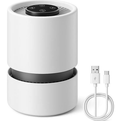 Purificateur d'Air Chambre, Filtration Efficace contre Allergies et Odeurs, Silencieux, 5W Économie d'Énergie, 3 Vitesses