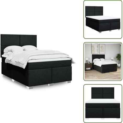 Sommier à lattes de lit avec matelas Noir 160x200 cm Tissu - Sommier À Lattes De Lit - Sommiers À Lattes De Lit - Lit - Meuble De Chambre À Coucher (1/5)