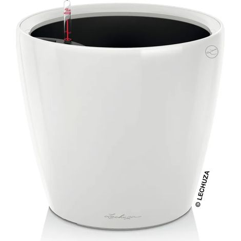 Jardinière LECHUZA CLASSICO Premium LS 21 blanc brillant Jardinière avec système d'irrigation Surface brillante Ø 22 x 20 cm 16020 (1/4)