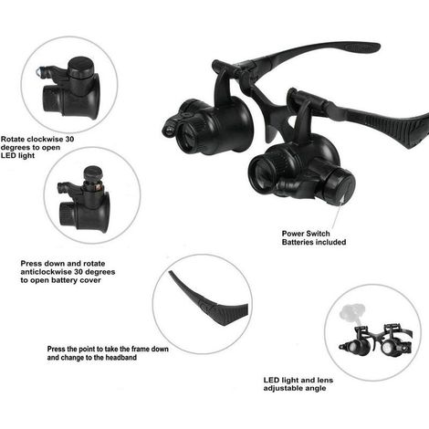 Qwertfeet Loupe Binoculaire Portative 8x 15x 23x Avec LED – Pour Réparation De Montres, Horlogerie, Travail De Précision