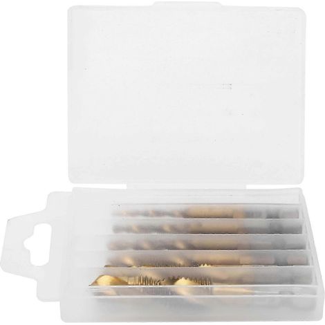 Ensemble de 6 tarauds et forets combinés, queue hexagonale en acier rapide, accessoires pour machines à vis, norme américaine (1/5)