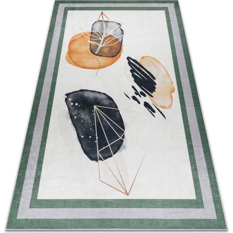 Alfombra lavable ANDRE 1088 Abstracción, Marco antideslizante - blanco / verde multicolour 120x170 cm