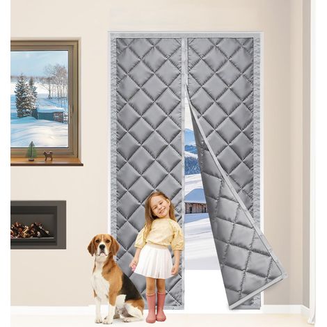 Rideau de Porte Isolant Thermique Magnétique 80 x 200 cm Rideau Thermique Porte D'entrée, Sans Perçage, Imperméable, Coupe Vent, Coupe Froid, Gris Foncé (80x200cm)